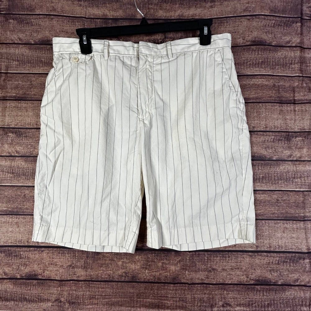 Vintage Polo Ralph Lauren Bradbury Mens Pinstripe Cotton Chino Shorts 38 Buckle